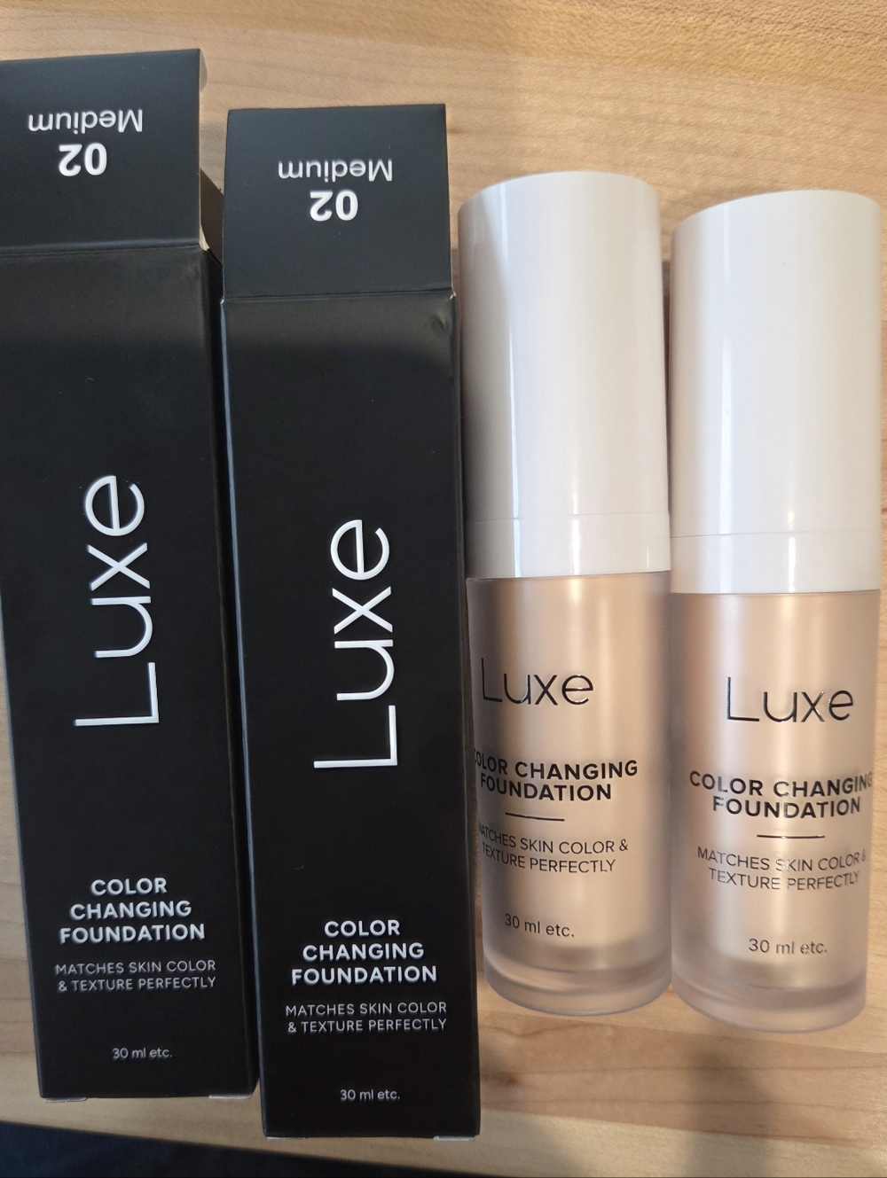 Luxe Color Changing Foundation ~02 Medium~ Lot Of 2 ~New In Box~ Exp 05-01-2029